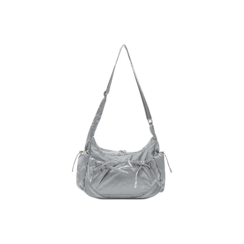New Balance Nylon Shoulder Bag, Crossbody Bag Regular Women's Silver-0