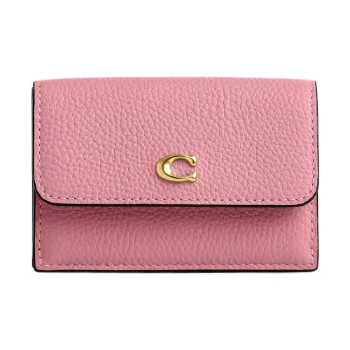 COACH Eggstone Grain Leather Wallet Mini Women's