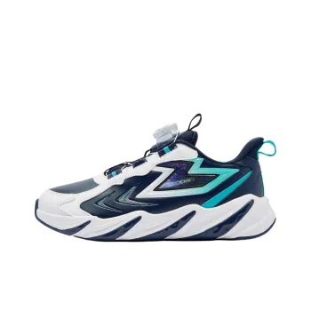 QIAODAN Anti Slip Wear Resistant Low Top Kids' Running Shoes White Blue Teenagers