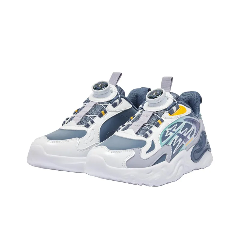 QIAODAN Anti Slip Wear Resistant Low Top Kids Lifestyle Shoes Off white blue Teenagers-2