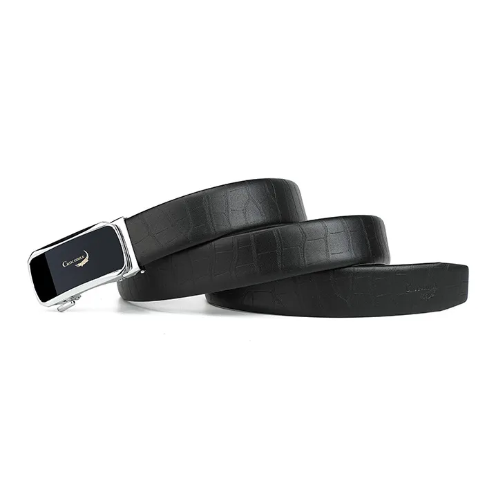 Crocodile Top Grain Cow Leather Automatic Buckle Men's 3.5CM-3
