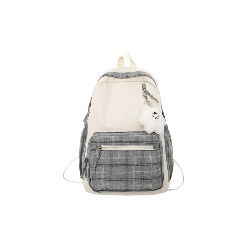 BRABOSTON Nylon+Cotton Linen Blend Backpack Unisex Khaki/Green/Gray/Pink-7