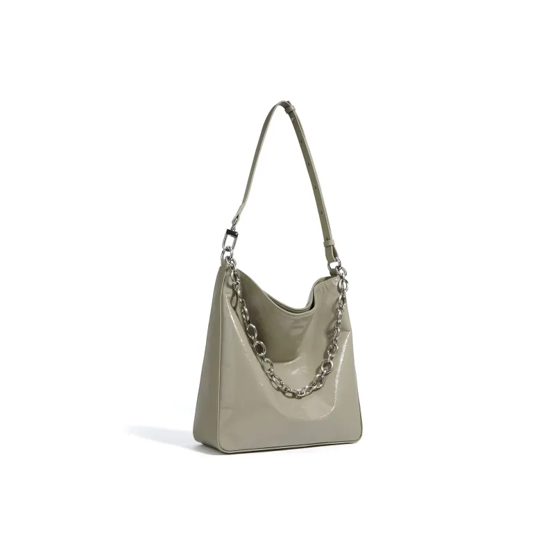 NIUMJ Top Grain Cow Leather Shoulder Bag Regular Women's Star Diamond Black/Snow Cyan-4