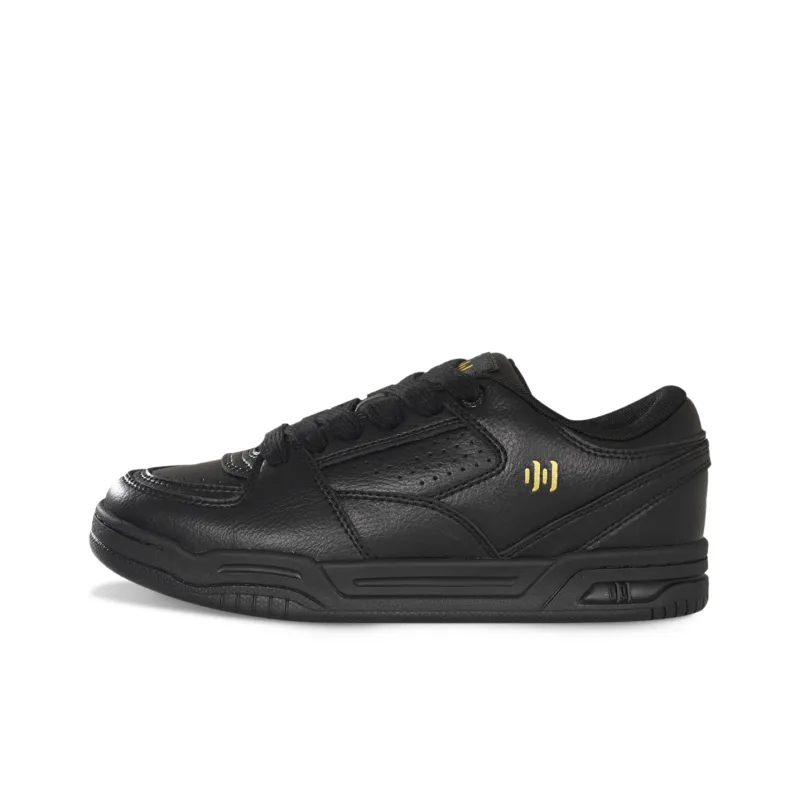 Ollieskate Wear resistant And Lightweight Low Top Skateboard Shoes Unisex Black Gold-1