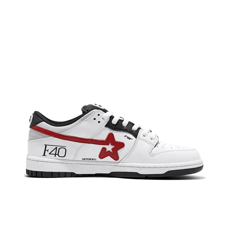 RIPSTAR SKBD SC Anti Slip Wear Resistant Low Top Skateboard Shoes Unisex White Red-2