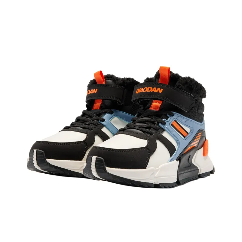 QIAODAN Slip Resistant Thermal High Top Kids Lifestyle Shoes Black Teenagers-2