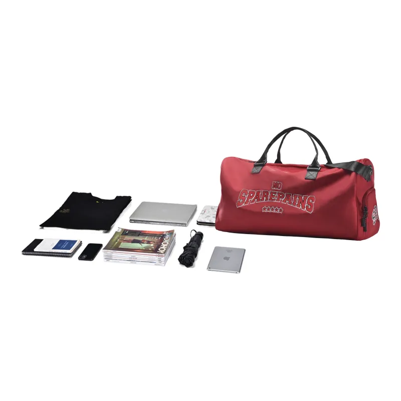 Spare No Pains. Polyester Shoulder Bag, Gym Bag, Crossbody Bag, Handbag, Luggage Bag Unisex Burgundy-5