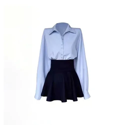 Vine Color Two Piece Skirt Sets Women's Blue Set