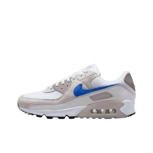 Nike Air Max 90 Anti Slip Wear Resistant Low Top Casual Running Shoes Unisex White Gray Blue