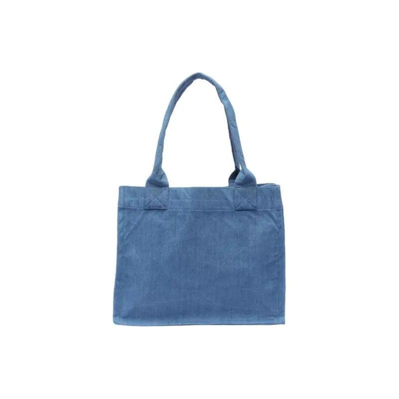 GANNI Logo Embroidered Denim Tote Bag-3
