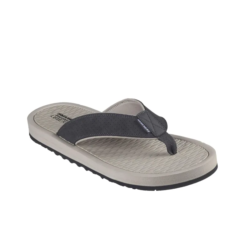 Skechers Relaxed Fit Abrasion-Resistant Slip-Resistant Flip Flops Men's Black Brown-2