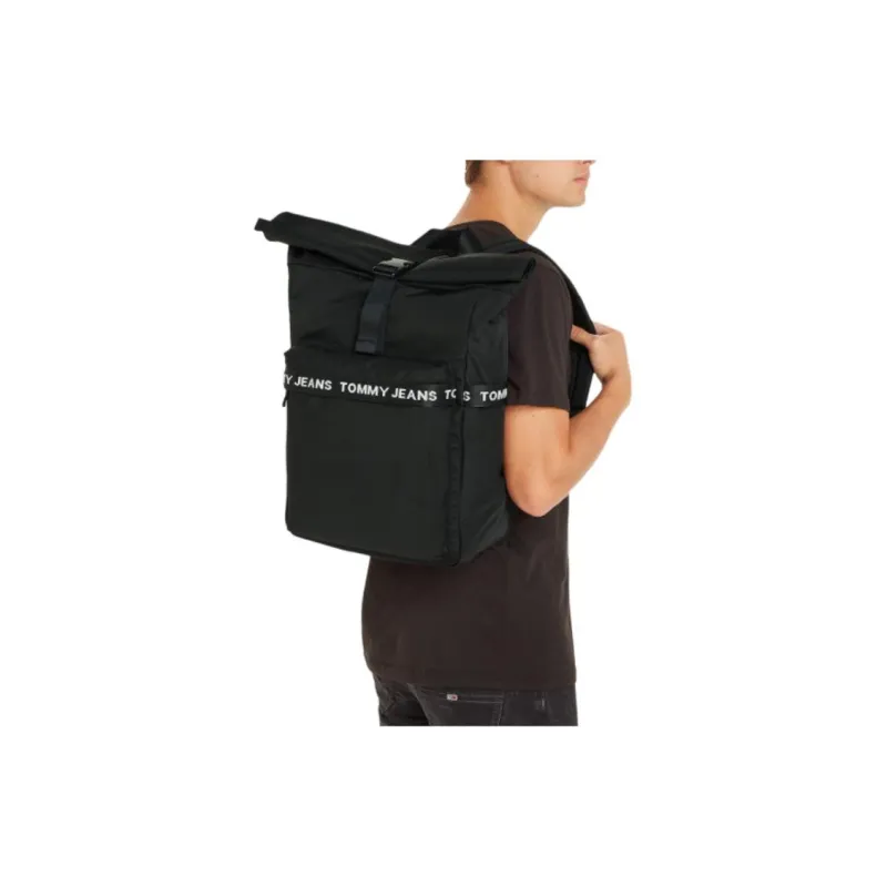 Tommy Hilfiger Fabric Backpack, Large Size, Women's, Black Tubas Men's Black-3