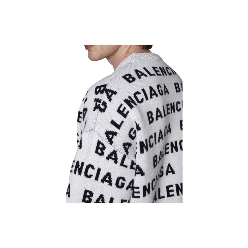 Balenciaga Allover Logo Intarsia Knitted Jumper-4