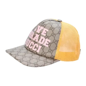 GUCCI Cotton Baseball Caps Unisex Beige Yellow