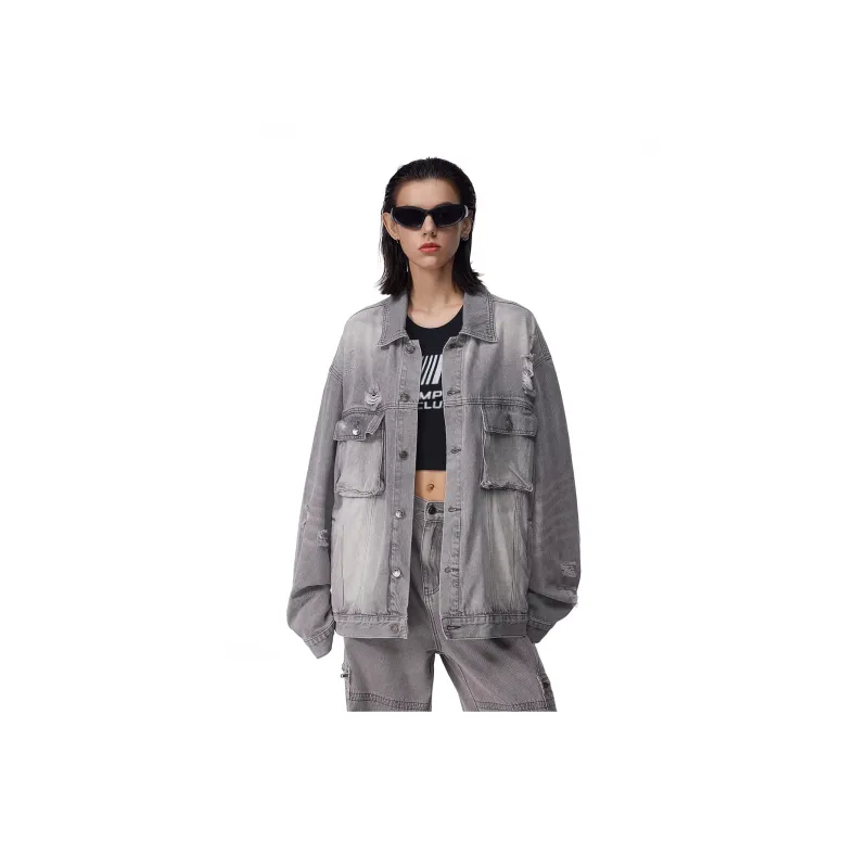 FDR Denim Jacket Unisex Gray White-2