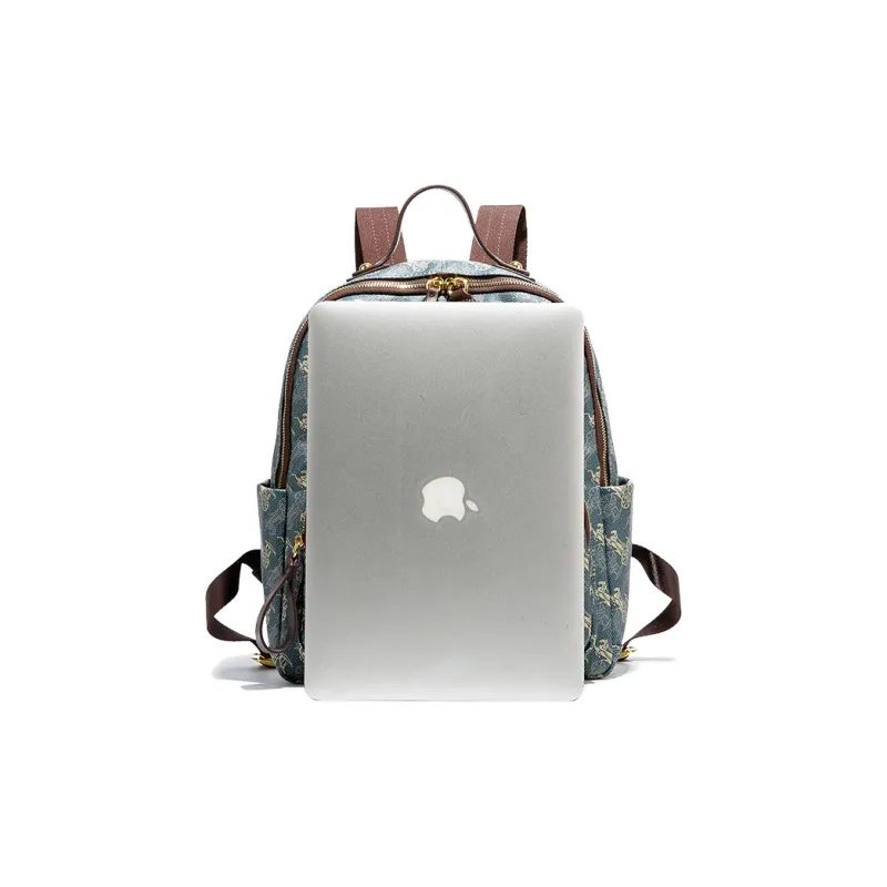 CentarlKatty PU Polyurethane Synthetic Leather Backpack Regular Unisex Coach Blue & Coffee-4