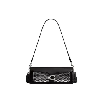COACH Tabby Suede Shoulder Bag, Crossbody Bag, Handbag Tubas Women's Silver & Black