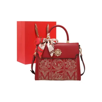PAYOT Microfiber Synthetic Leather Handbag Regular Women's Burgundy/Apricot