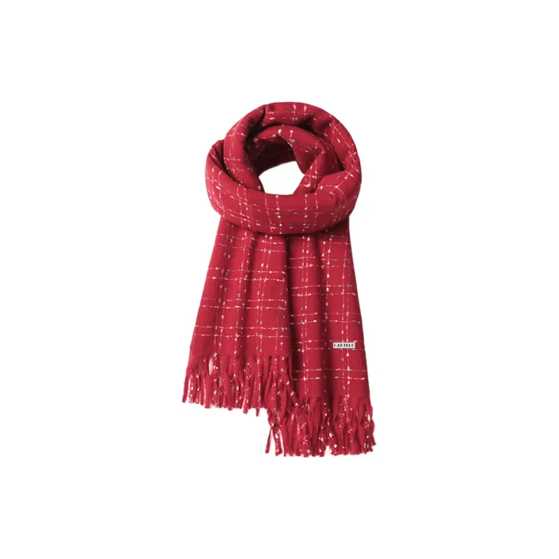 CARTELO Polyester Knit Scarves Unisex Black/White/Red/Pink-2