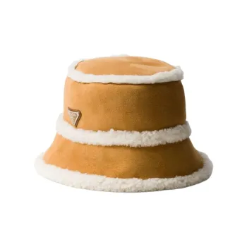 PRADA Suede Shearling Bucket Hat