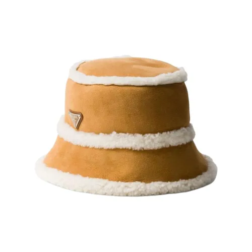 PRADA Suede Shearling Bucket Hat