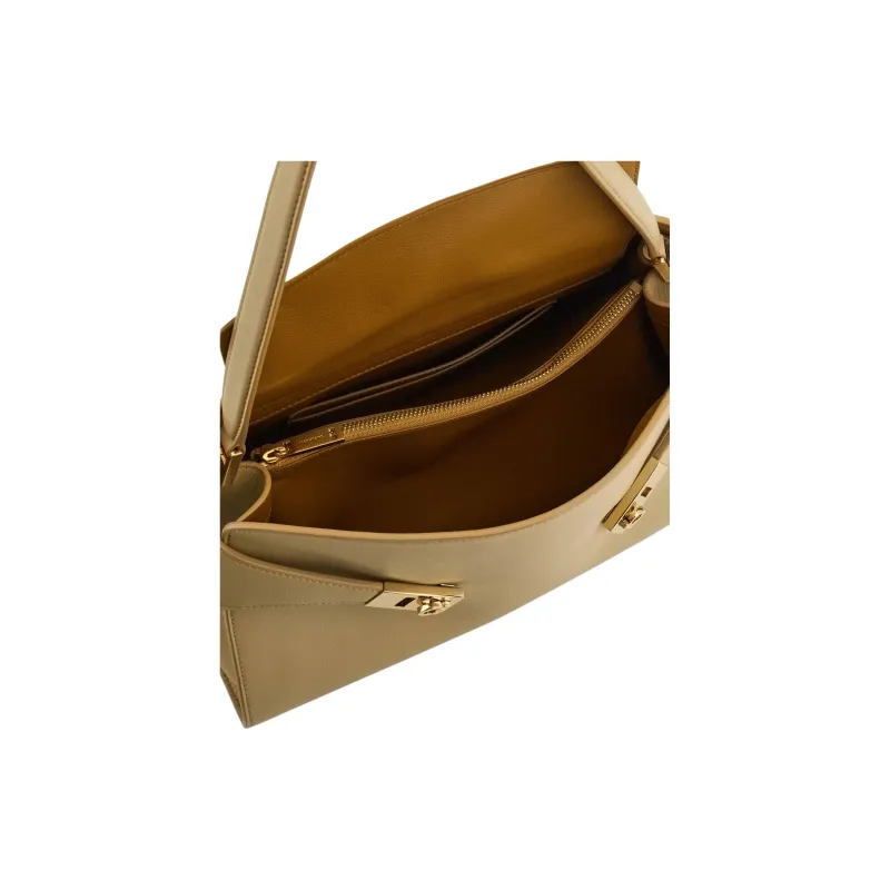 FERRAGAMO Calfskin One Shoulder Handbags Small Size Women's Greige-5