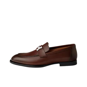HERMES Honore Loafers Men Dark Brown