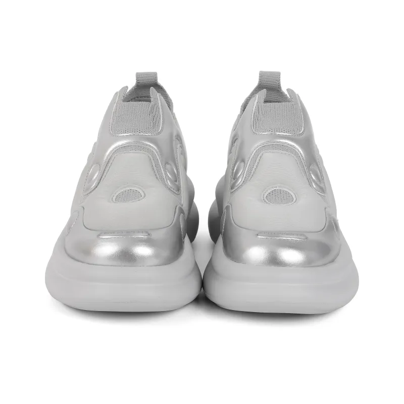 ZERO COSMOS Cushioned Wear Resistant Height Increasing Low Top Chunky Sneakers Unisex Silver-3