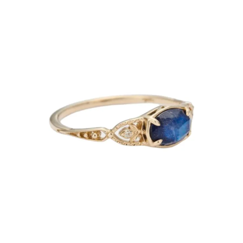 Agete K5 Labradorite Amethyst Gold Rings Women's Gold-3