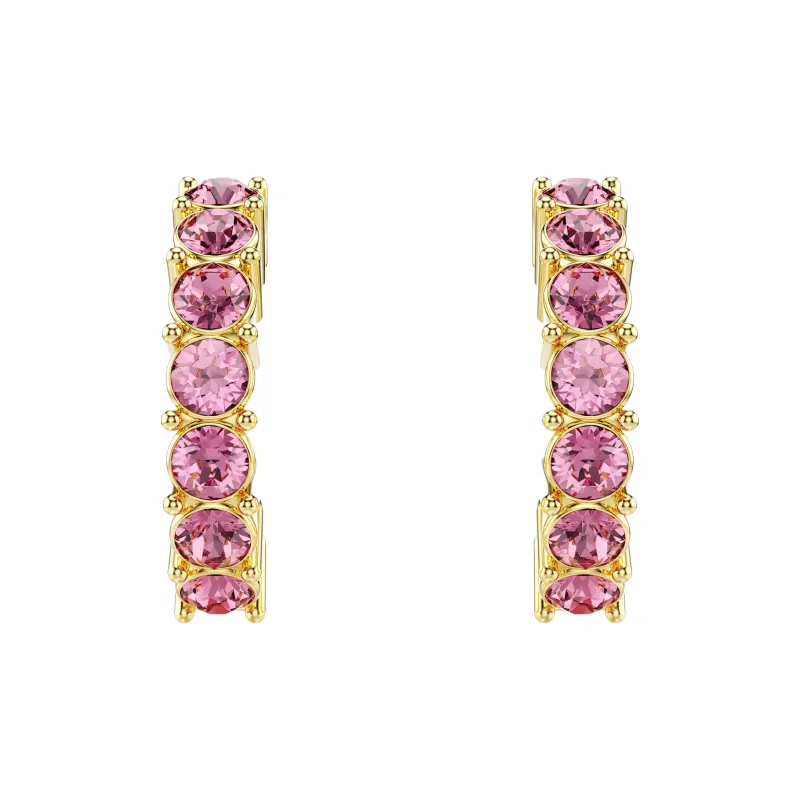 Swarovski Rhodium Plated Earrings Women's Pink-1