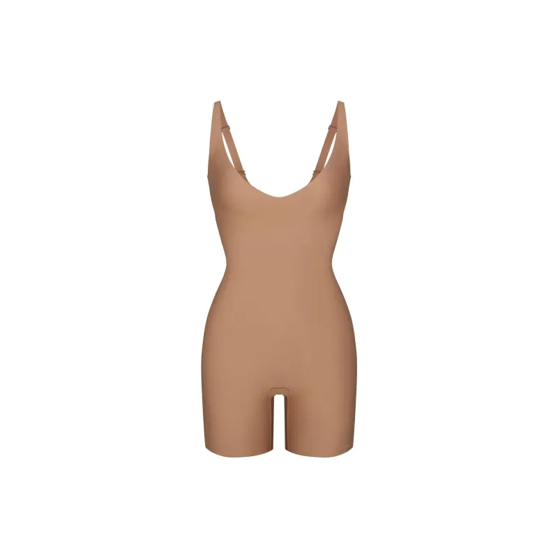 SKIMS FW24 BODY CORE SCULPT PLUNGE MID THIGH BODYSUIT Shapewear Women's SIENNA/Ochre Stone Color-0