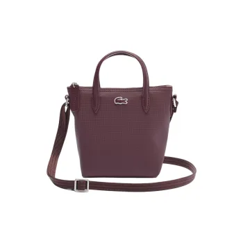 LACOSTE PVC Tote Bag Shopping Bag Shoulder Bag Crossbody Bag Handbag Mini Women's Burgundy