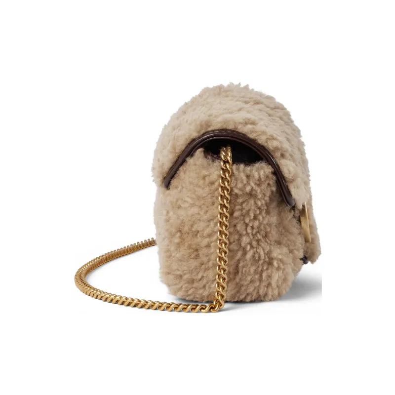 GUCCI Marmont Wool Shoulder Bag, Crossbody Bag Extra Mini Women's Light Brown-2