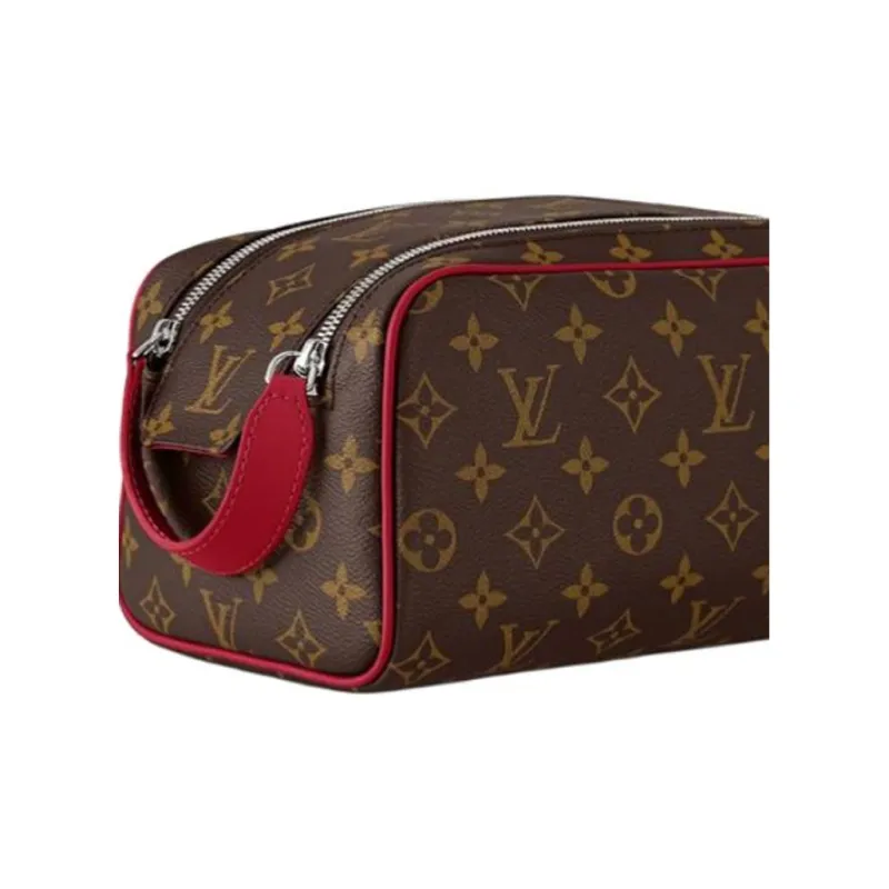 LOUIS VUITTON Dopp Kit Leather Toiletry Bag Regular Men's Red & Brown-2