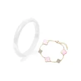 White Moonlight+Four-Leaf Clover Bracelet[Pink]
