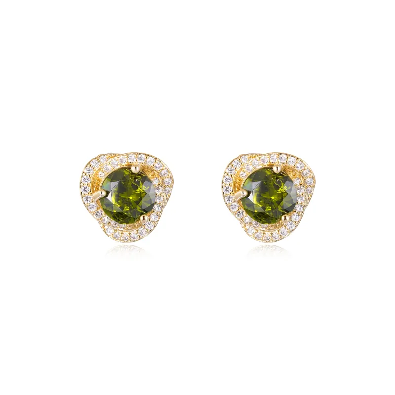Rhymes Gold Plated Copper Earrings Women's Green-0