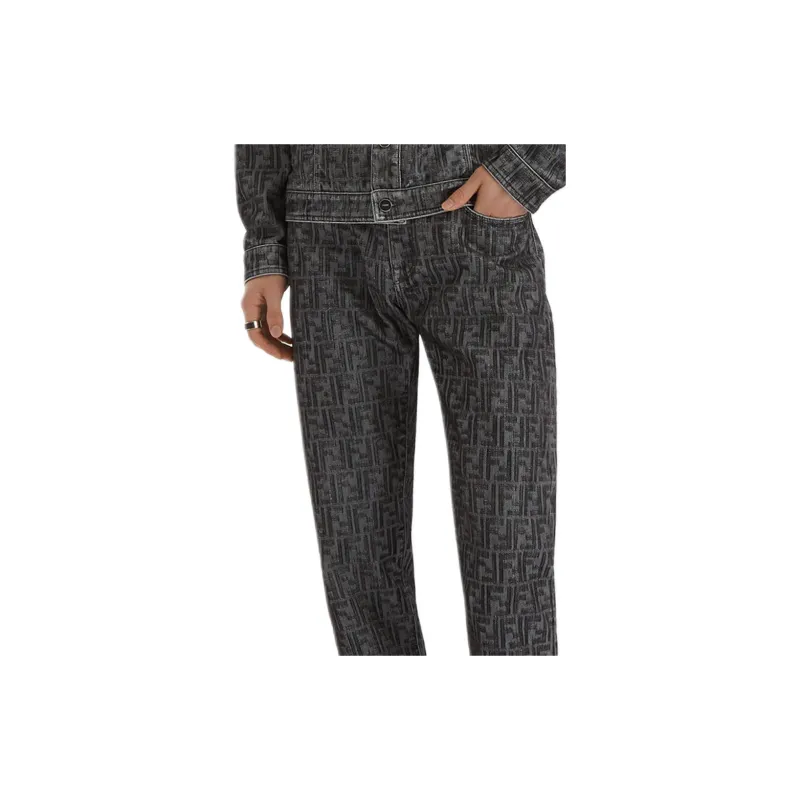 FENDI Ff Jacquard Straight Leg Jeans-4