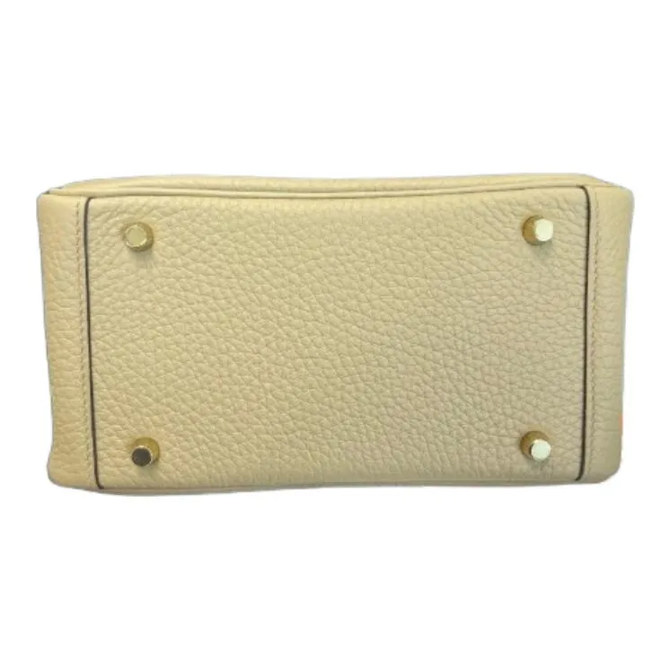 HERMES Lindy Clemence Leather Crossbody Bag, Shoulder Bag Mini Women's 8Q BEIGE MARFA Beige-2