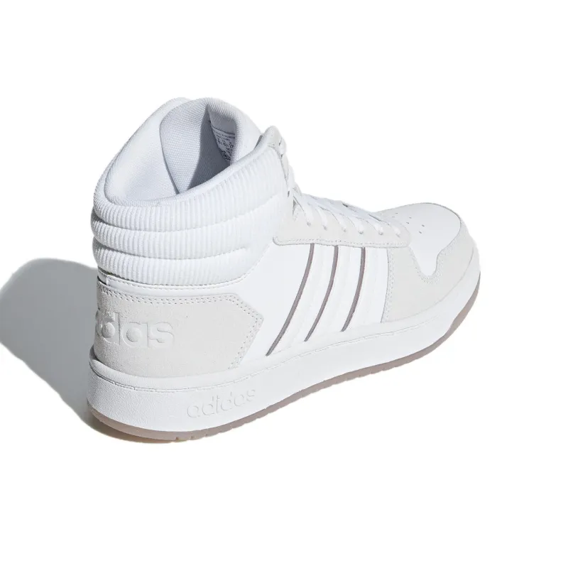 Adidas Hoops 2.0 Anti Slip Wear Resistant Mid Top Basketball Shoes Women's White-3