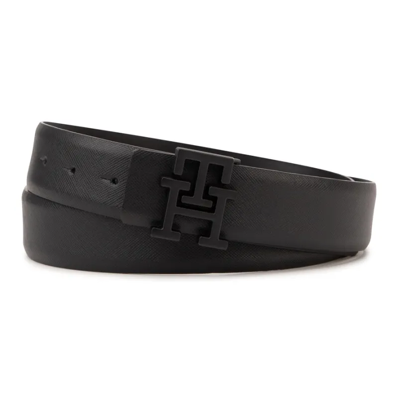 Tommy Hilfiger Cow Split Leather Leather Belts Men's Black 3.5cm-0