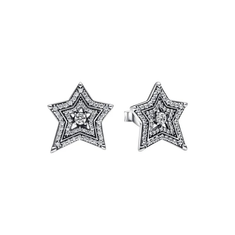 Pandora Silver Cubic Zirconia Stud Earrings Women's Silver-0