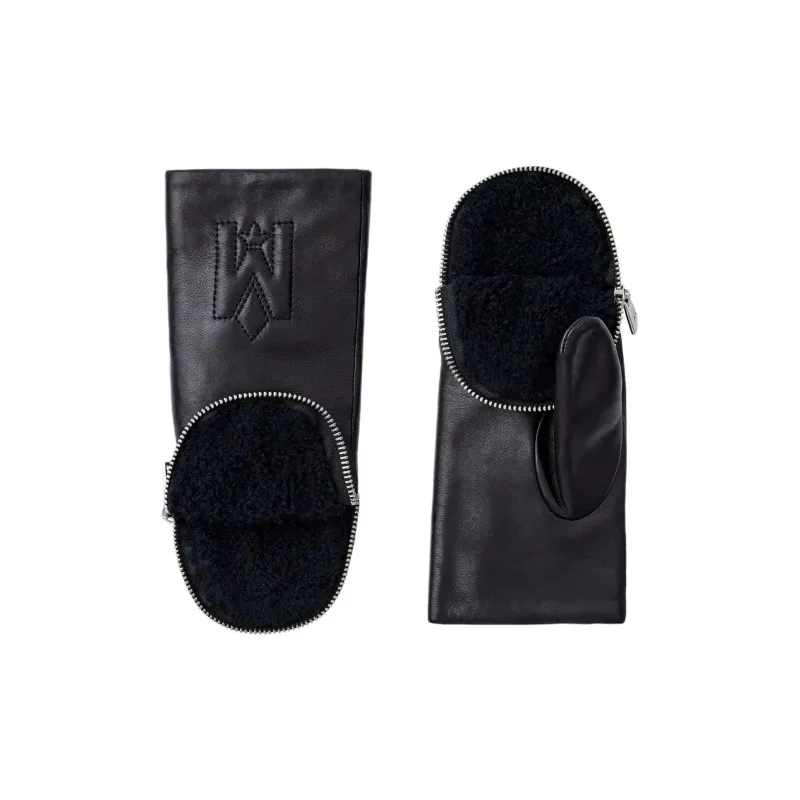 MACKAGE Wool Leather Gloves Unisex Black-1