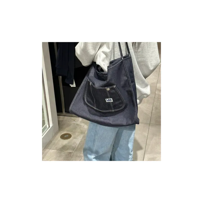 Lee Cotton One Shoulder Handbags Regular Unisex Indigo-2