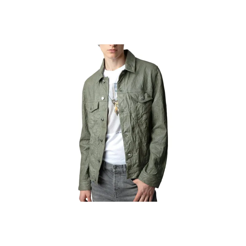 Zadig & Voltaire FW24 Leather Jacket Men's Green-2