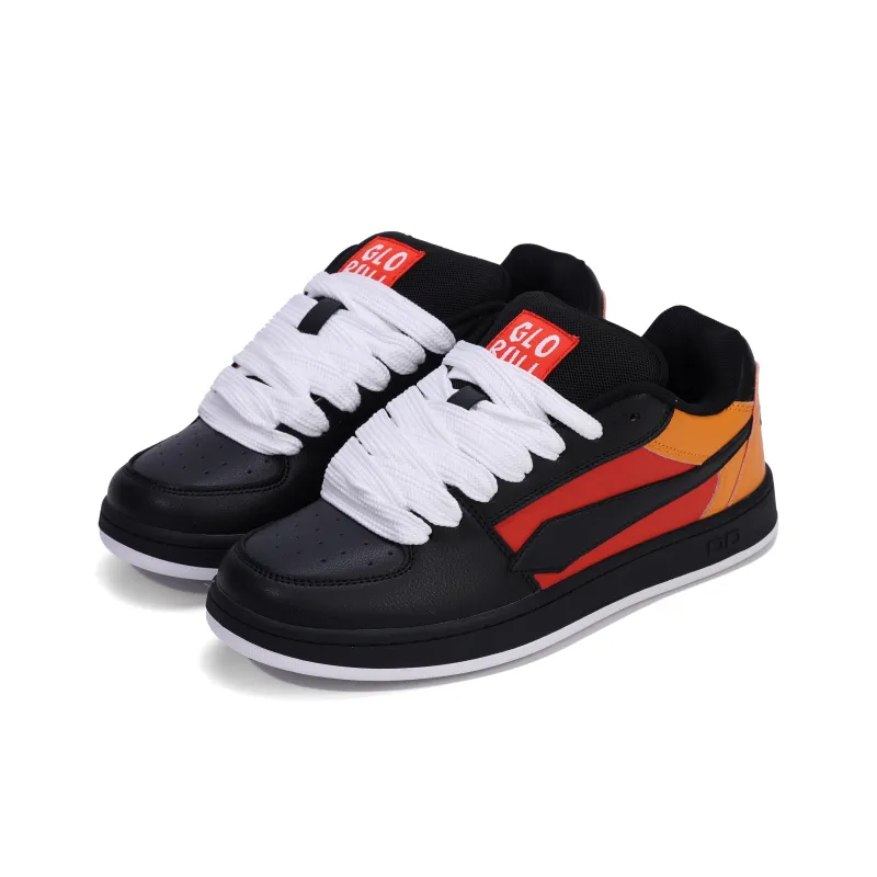 GLO BULL Skateboard Shoes Unisex Low Top Black Red Orange-2