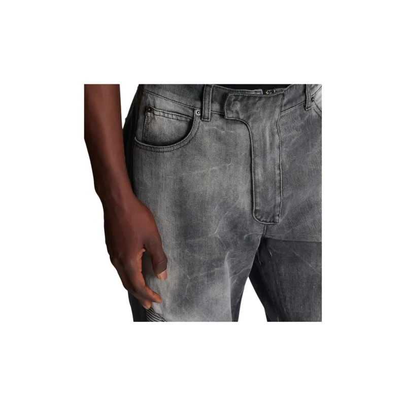 BALMAIN Ribbed knee Biker Jeans-5