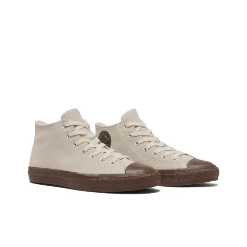 Converse All Star Anti Slip Wear Resistant Mid Top Skateboard Shoes Unisex Beige-2