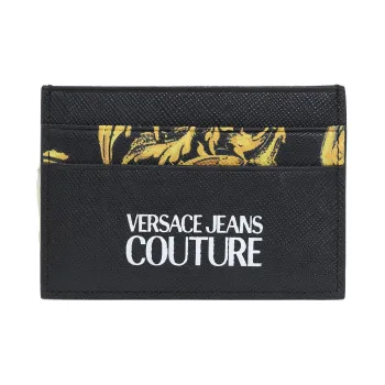 VERSACE JEANS COUTURE Leather Card Holder Wallet Men's Black
