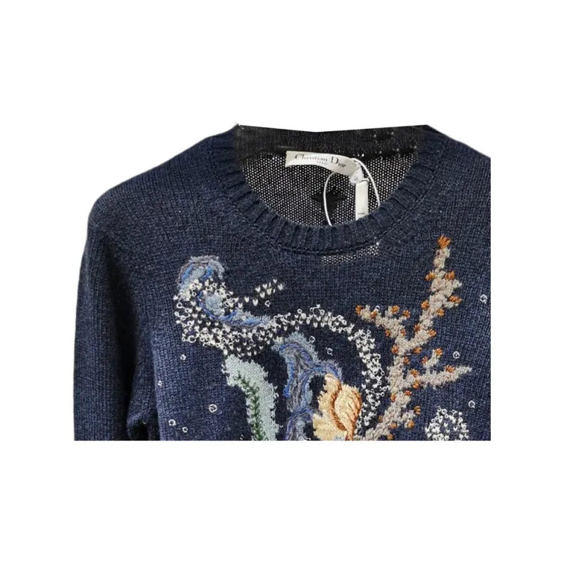 DIOR Cashmere Sweater Women's Navy-4