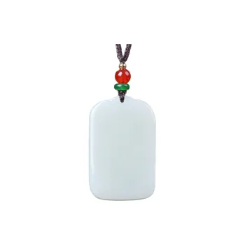 Jing Ruyu Hetian Jade Necklaces Pale Greenish White Jade Unisex